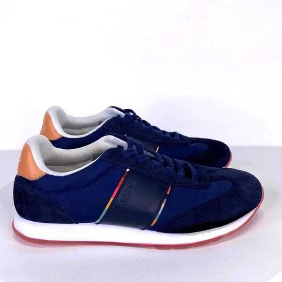 Paul Smith Booker Trainers Womens 6 Navy Blue Suede Low Profile Slim Sneakers - Picture 2 of 10